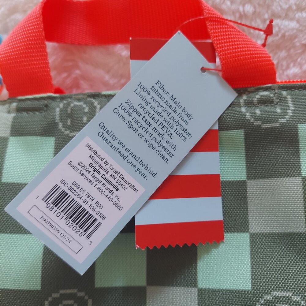 NWT Cat & Jack Checkered Smiley Face Lunch Bag - Picture 3 of 6